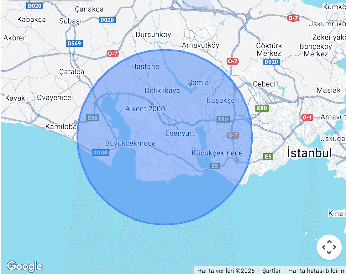 Hizmet Bölgemiz Haritası